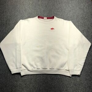 Vintage Pluma Arkansas Razorbacks Sweatshirt Mens XL White Maroon Crew Neck